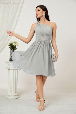 Baoleely Women Chiffon Short One Shoulder Bridesmaid Dress Formal Dresses for Party Homecoming 2804
