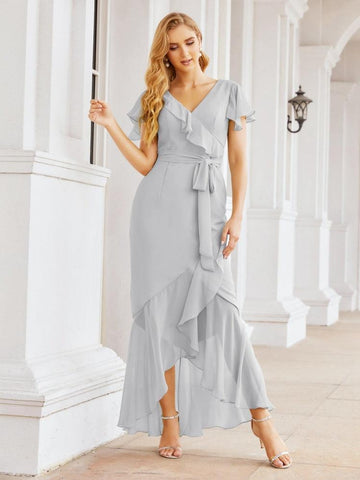 Baoleely Ruffled Bridesmaid Dresses Mermaid Formal Violin Evening Party Prom Gowns 28042