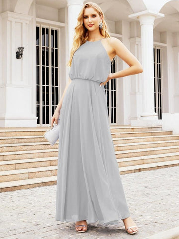 Robe de demoiselle d'honneur longue à col licou Baoleely, robe trapèze formelle pour juniors, 28029