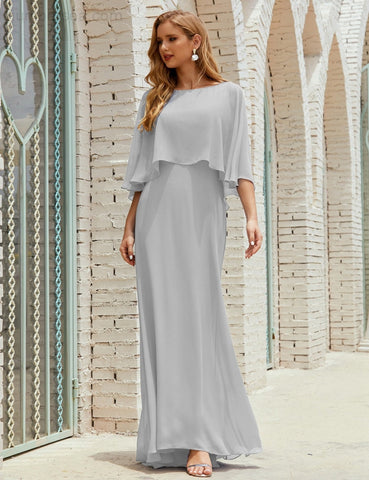 Robe de demoiselle d'honneur Sunnderly pour femme, manches longues, col en V, en mousseline, robe de cérémonie pour mariage SY28018