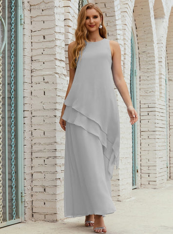 Robe longue en mousseline grande taille pour la mère de la mariée, robe de demoiselle d'honneur de bal de fin d'année SY28019