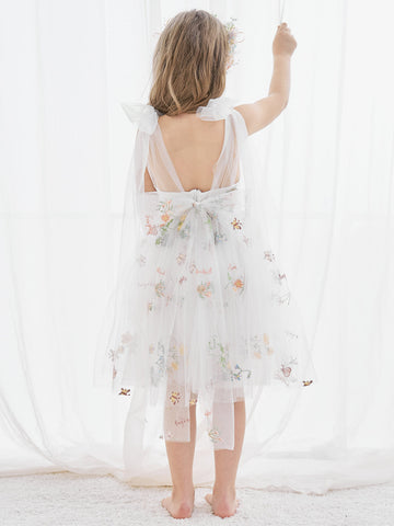 A-Line Sleeveless Floral Embroidered Tulle Toddler Flower Girl Dress