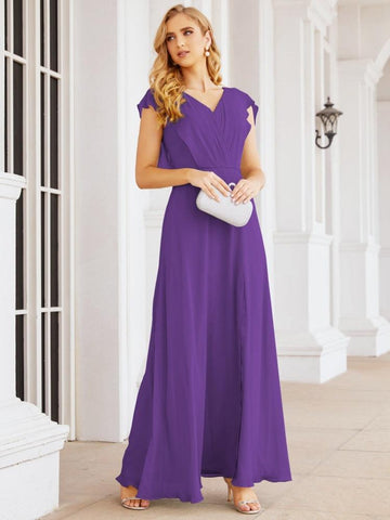 Sunnderly Bridesmaid Dresses Cape Formal Prom Dress Open Back Gowns for Mother of The Bride SY28058