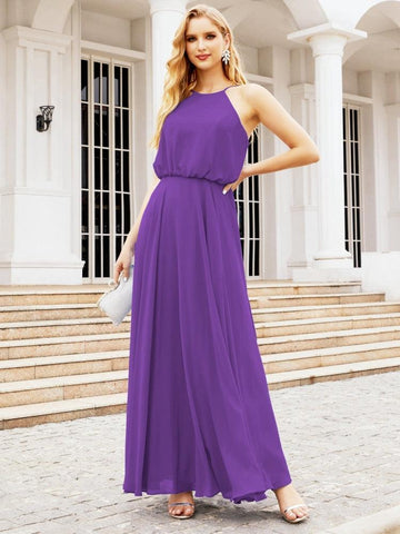 Robe de demoiselle d'honneur longue à col licou Baoleely, robe trapèze formelle pour juniors, 28029