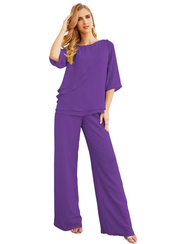 Baoleely Élégante robe mère de la mariée 2 pièces, grande taille, pantalon, volants, couches argentées, peignoir 28064