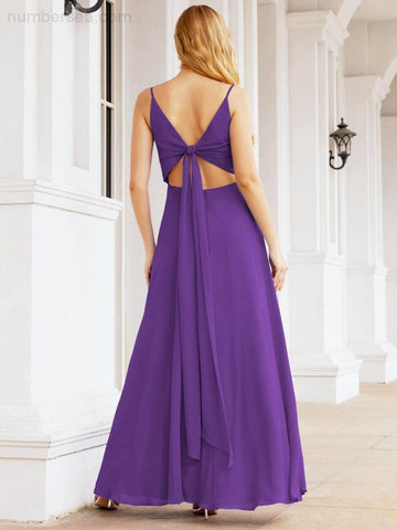 Baoleely Spaghetti Strap Bridesmaid Dresses V Neck Butterfly Back Fromal Evening Party Prom Gown 28036