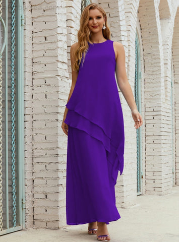 Robe longue en mousseline grande taille pour la mère de la mariée, robe de demoiselle d'honneur de bal de fin d'année SY28019