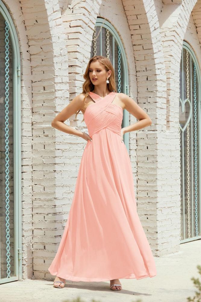 Halter Bridesmaid Dresses Formal Cocktail Prom Gown 28015