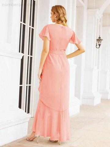 Baoleely Ruffled Bridesmaid Dresses Mermaid Formal Violin Evening Party Prom Gowns 28042