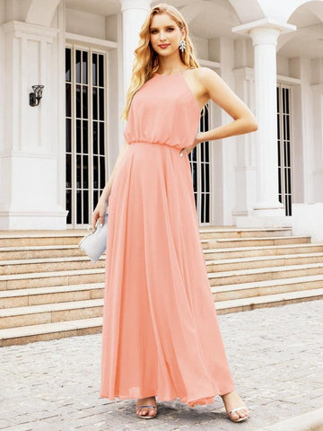 Robe de demoiselle d'honneur longue à col licou Baoleely, robe trapèze formelle pour juniors, 28029