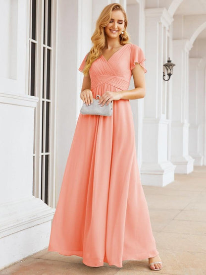 Numbersea Formal Prom Gowns for Mother of The Bride Cap Sleeves Bridesmaid Dress 28047