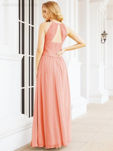 Baoleely Sleeveless Bridesmaid Dresses Long Prom Gown Zipper with Keyhole Back 28056