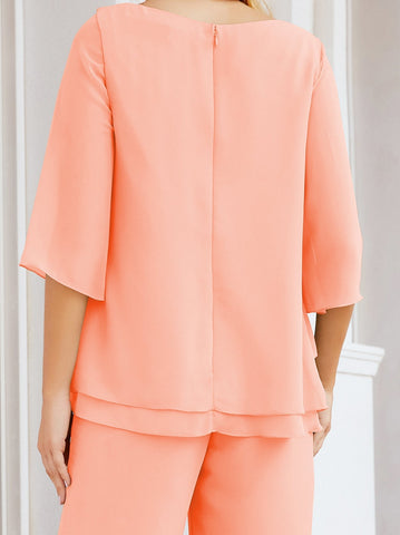 Baoleely Élégante robe mère de la mariée 2 pièces, grande taille, pantalon, volants, couches argentées, peignoir 28064