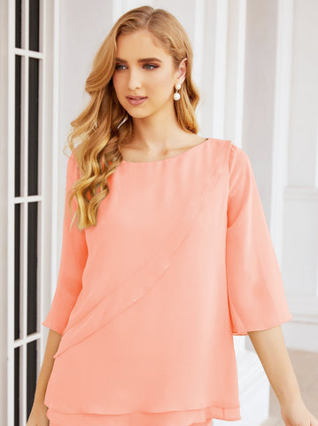 Baoleely Élégante robe mère de la mariée 2 pièces, grande taille, pantalon, volants, couches argentées, peignoir 28064