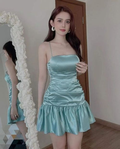Nouvelle jupe moulante vert menthe, jupe plissée sexy, robe courte en satin plissé taille haute, robe de bal Y1903