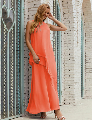 Robe longue en mousseline grande taille pour la mère de la mariée, robe de demoiselle d'honneur de bal de fin d'année SY28019