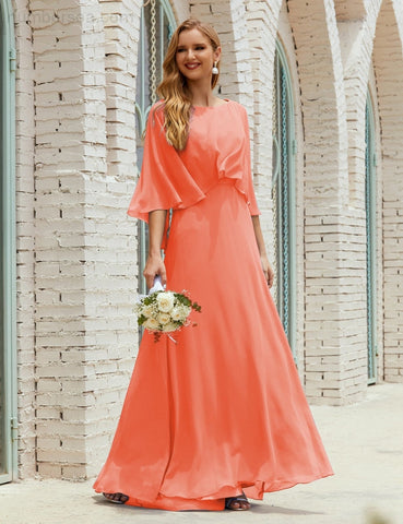 Robe de demoiselle d'honneur Sunnderly pour femme, manches longues, col en V, en mousseline, robe de cérémonie pour mariage SY28018