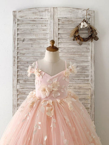 A-line Satin Tulle Floor-length Flower Girl Dress