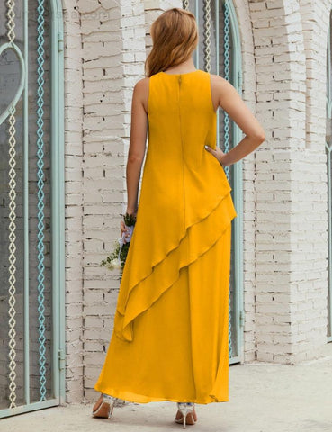 Robe longue en mousseline grande taille pour la mère de la mariée, robe de demoiselle d'honneur de bal de fin d'année SY28019