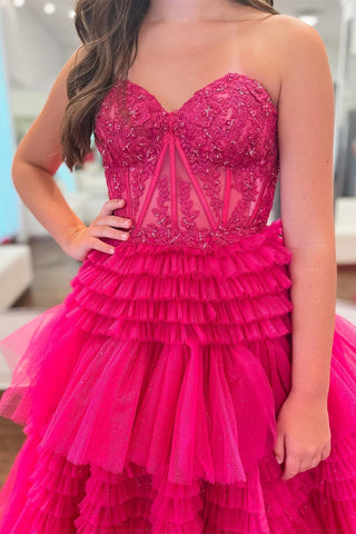 Vestido de graduación de tul con escote corazón y corte en A