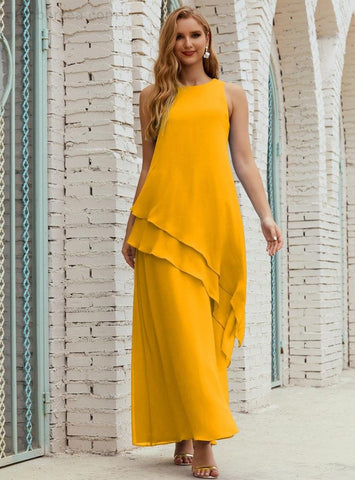 Robe longue en mousseline grande taille pour la mère de la mariée, robe de demoiselle d'honneur de bal de fin d'année SY28019