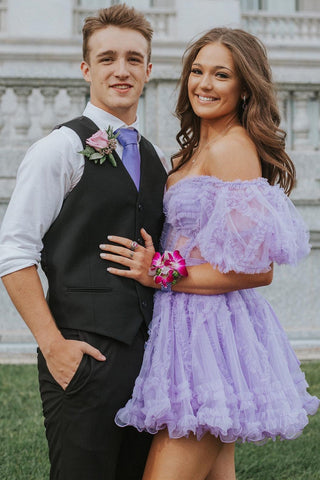 A Line Off the Shoulder Tulle Homecoming Dress