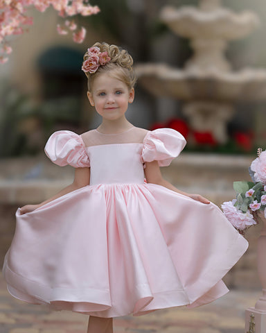 Ball-Gown/Princess Satin Knee-length Flower Girl Dress