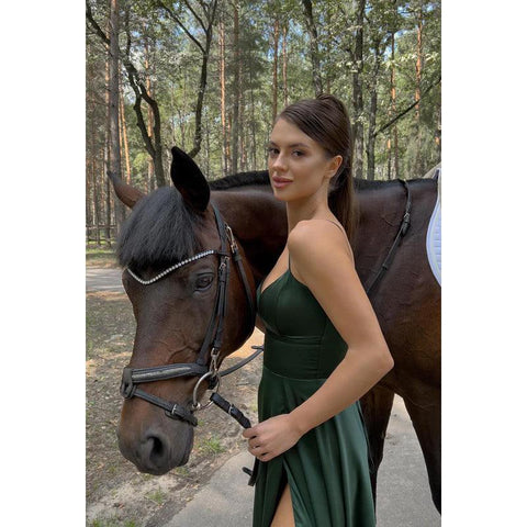 Vestido de fiesta de noche largo de satén con escote en V, tirantes finos y sin mangas, corte A 