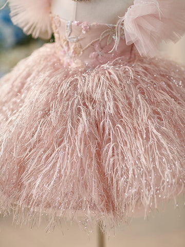 Elegant Pink Butterfly Embellishments Baby Girl Dress