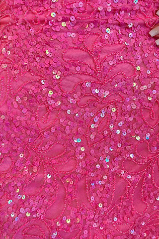 Sparkly Sheath Spaghetti Straps Pink Sequins Short Homecoming Dress