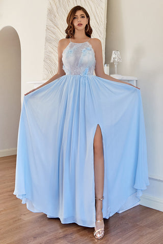 Light Chiffon Long Prom Dress with Lace