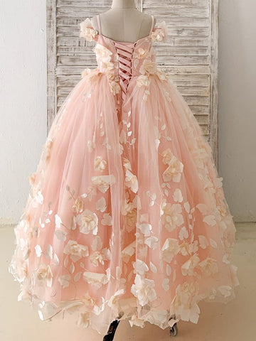 A-line Satin Tulle Floor-length Flower Girl Dress