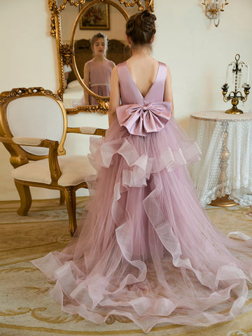 Ball-Gown/Princess Satin Tulle Floor-length Flower Girl Dress