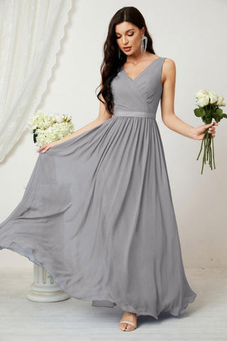 Women's Chiffon Long Bridesmaid Dresses A line Sleeveless Formal Prom Gown for Evening Party Homecoming Dresses 2808