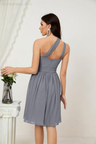 Baoleely Women Chiffon Short One Shoulder Bridesmaid Dress Formal Dresses for Party Homecoming 2804
