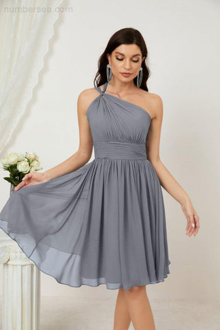 Baoleely Women Chiffon Short One Shoulder Bridesmaid Dress Formal Dresses for Party Homecoming 2804