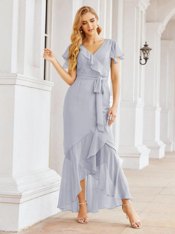 Baoleely Ruffled Bridesmaid Dresses Mermaid Formal Violin Evening Party Prom Gowns 28042