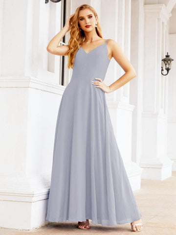 Baoleely Spaghetti Strap Bridesmaid Dresses V Neck Butterfly Back Fromal Evening Party Prom Gown 28036