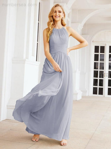 Baoleely Sleeveless Bridesmaid Dresses Long Prom Gown Zipper with Keyhole Back 28056