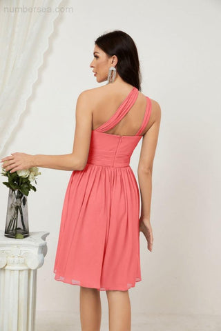 Baoleely Women Chiffon Short One Shoulder Bridesmaid Dress Formal Dresses for Party Homecoming 2804