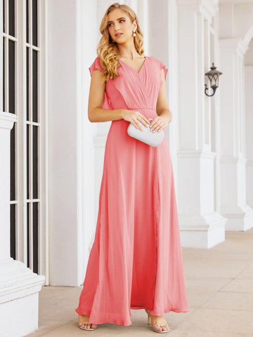 Sunnderly Bridesmaid Dresses Cape Formal Prom Dress Open Back Gowns for Mother of The Bride SY28058