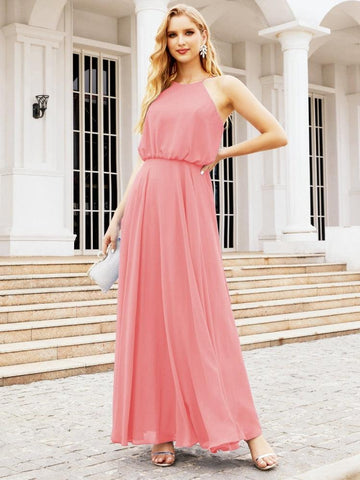 Robe de demoiselle d'honneur longue à col licou Baoleely, robe trapèze formelle pour juniors, 28029