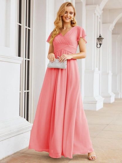 Numbersea Formal Prom Gowns for Mother of The Bride Cap Sleeves Bridesmaid Dress 28047