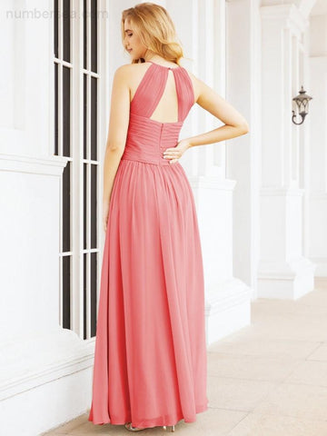 Baoleely Sleeveless Bridesmaid Dresses Long Prom Gown Zipper with Keyhole Back 28056