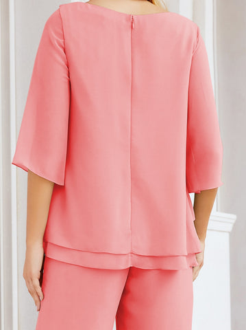 Baoleely Élégante robe mère de la mariée 2 pièces, grande taille, pantalon, volants, couches argentées, peignoir 28064