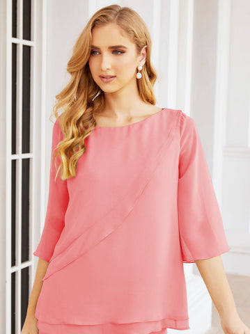 Baoleely Élégante robe mère de la mariée 2 pièces, grande taille, pantalon, volants, couches argentées, peignoir 28064