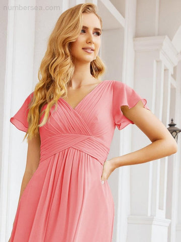 Baoleely Formal Prom Gowns for Mother of The Bride Cap Sleeves Bridesmaid Dress 28047