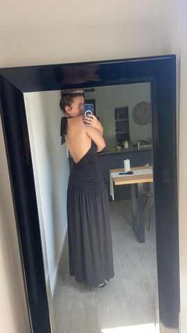 Vestido de fiesta marrón sexy con escote halter, espalda descubierta, corte en A y abertura lateral, modelo Y8481