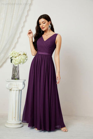 Women's Chiffon Long Bridesmaid Dresses A line Sleeveless Formal Prom Gown for Evening Party Homecoming Dresses 2808