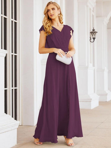 Sunnderly Bridesmaid Dresses Cape Formal Prom Dress Open Back Gowns for Mother of The Bride SY28058
